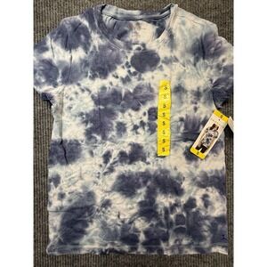 Danskin Shirt Womens Small Blue Gray Tie-dye Top Round Neck Tee Casual‎ Workout